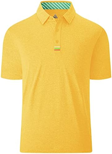 SCODI Polo Shirts for Men Casual Short Sleeve Golf Polo Athletic Daily Collared Shirt Tennis T-Shirt 017-7-Yellow 3XL
