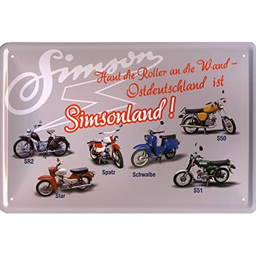 Geschenkeparadies 24 Blechschild 20x30cm Simson S50 6 Geschenkeparadies 24 Deko Blechschild 20x30cm Simson Haut die Roller an die Wand Ostdeutschland ist Simsonland!