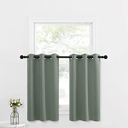 NICETOWN Kitchen Christmas Tiers Curtain Farmhouse Window Decor Valance for Living Room Thermal Insulated Short Blackout Small Curtain for Bedroom, 29