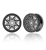 Earblity 2 Black Figure Ear Gauges, 00g 10mm Hypoallergenic 316 Stainless Steel Ear Plugs for Women & Men
