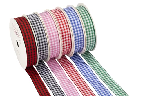 Zofrud Red Gingham Ribbon Checkered Plaid Ribbon - 16mm x 9 Meters - Ideal for Gift Wrapping Baking Crafts, and Party Decorations - Image 4