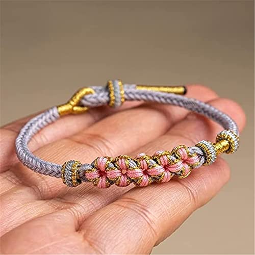 Aphro for Granddaughter - Grandmother and Granddaughter Blossom Knot Bracelet, Adjustable Peach Blossom Bracelet, Handmade Braided Bracelet, Granddaughter Bracelet from Grandma (Blue,Wrist 14-16cm)4