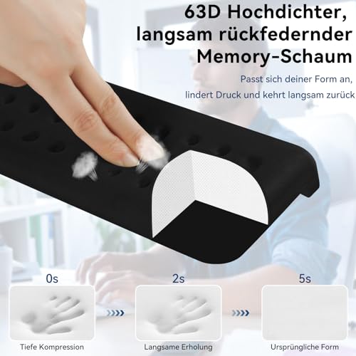 Sushret L-förmige Armauflage für Schreibtischkante, 2er Set Memory-Schaum Handgelenkauflage & Ellbogenauflage, Ergonomische Komfort Armstütze für Tischkante im Büro & Zuhause, Abnehmbar,Schwarz