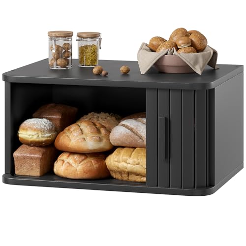 WOWLIVE Roll Top Bread Box for Kitchen Countertop, Bamboo Bread Storage