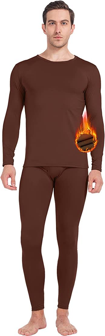 adesh anusaar Bunex Men's Fleece Winter Body Warmer Thermal Warm Wear Top Pajama and Bottom Suit Combo Set for Men/Women (XXL - 100, Brown)-picture-13