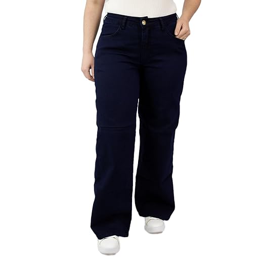 Calça Jeans Feminina Wide Leg Lycra