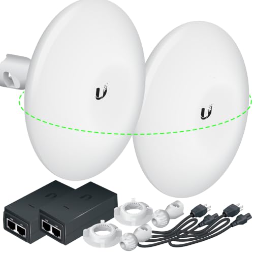 Puente Inalámbrico Ubiquiti NBE-M5-16 Preconfigurado, Paquete de 2 NanoBeam M5, Puente WiFi Exterior Punto a Punto, Plug and Play, 5 GHz, 150+ Mbps, Alcance de Enlace de 15+ km