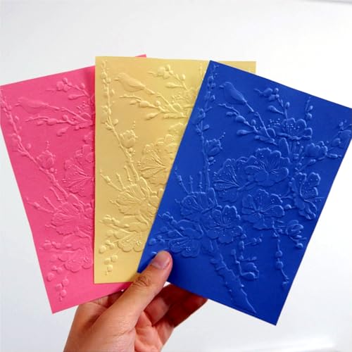 Arbuya 3D Cherry Flowers Textured Plastic Embossing Folders for Card Making or Journaling 3 d Sakura Flowers Embossing Folder for Gift Tag Paper Crafting Home Decoration by Arbuya - Image 4