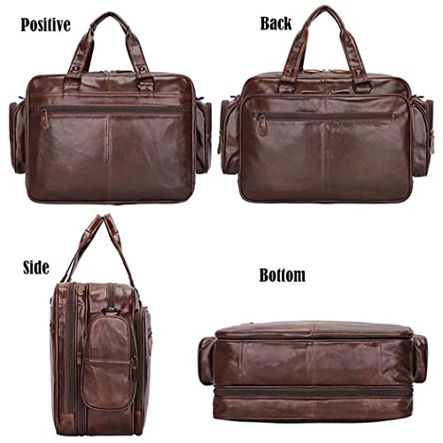 Haitpant Men Business Briefcase Genuine Leather 15" Laptop Handbag Multifunctional Double Layer Messenger Bag3