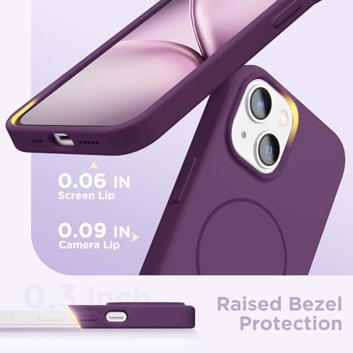 Image of DIZORO Magnetic for iPhone 14 Case, Compatible with MagSafe, Integrated Silicone Camera Control Cover, Thicken Shockproof Drop Protection Phone Case for 14, Grape Purple