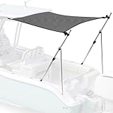 Universal T-Top Shade Extension for Bimini Tops for Boats, Sun Shade Boat Canopy, Adjustable Telescopic Poles, Stainless Steel, Marine 900D Fadeproof Boat Cover, 60' L x 59' W, Mesh