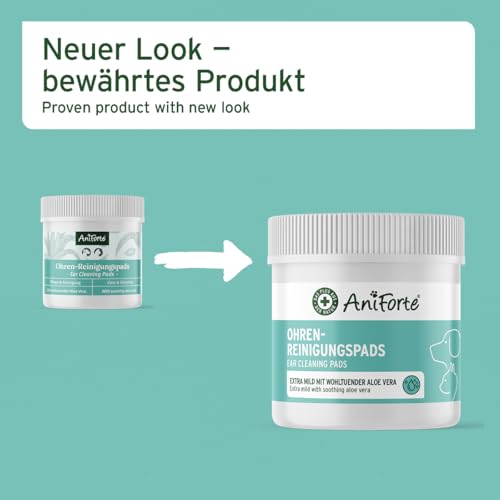 AniForte Ohren Reinigungspads für Hunde & Katzen 100 Stück – Besonders weiche & milde Reinigungstücher für die Ohrenhygiene, sanfter Ohrenreiniger zur Pflege & Reinigung
