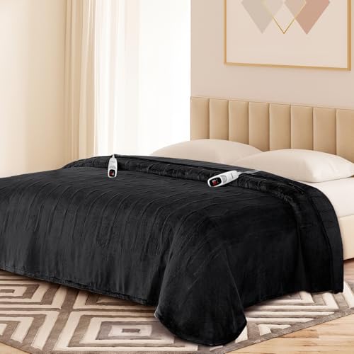 Yokimisu Electric Blanket King with Dual Control-100x90 Soft Double-Sided Flannel