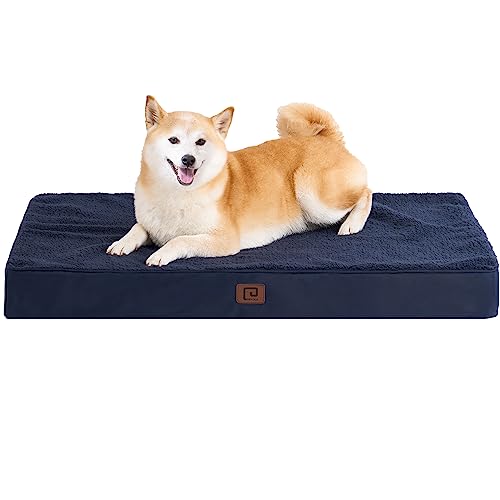 EHEYCIGA Orthopedic Dog Beds Large Mattress with Removable Washable Cover for Crate Navy, 91x68x9cm, 91 x 68 x 9 cm (L x W x H)