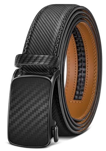 Image of BULLIANT Men Ratchet Leather Belt True-to-size 1 3 /8 inch-Gift Boxed | Smooth Sliding for Micro Fit | Holeless for Dress or Casual