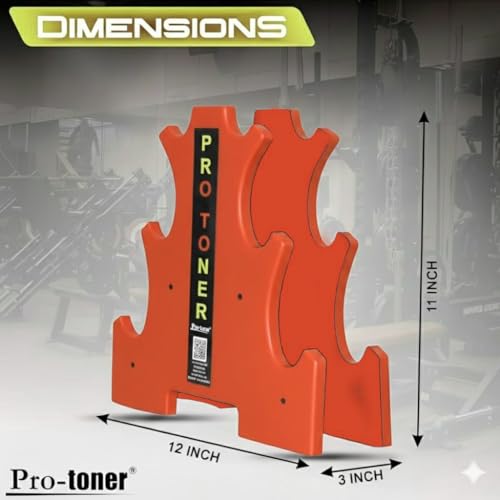 Image of Protoner PVC Dumbbell Rack for 3 Pairs, 20 kg Weight Capacity (Orange)