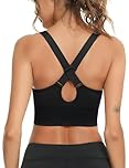 Litherday Sports Bras Women High Impact Padded Bra Max Control Sport Bra for Women Gym Top Seamless Crossback Adjustable Yoga Gym Crop Top Black XL