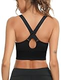Litherday Reggiseno Sportivo Donna Alto Impatto Senza Ferretti Retro Incrociato con Coppe Estraibili Top Fitness Push Up per Running Yoga Nero M