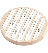 NBEADS Holz Schmuck Display Tablett, 6 Schlitz-Ring-Ohrring-Anzeigen Speicher Halter Weißes Leder...