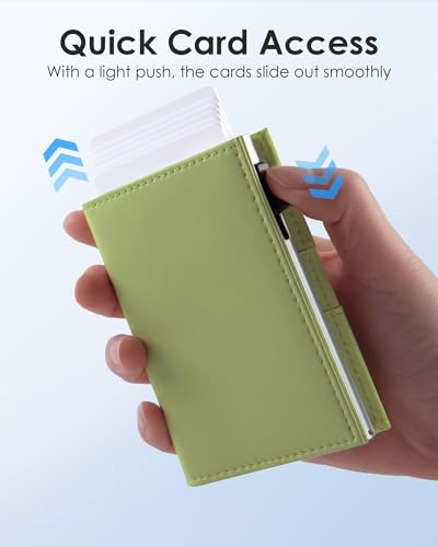 Image of QLD RFID Wallet Women - Small Slim Trifold Wallet Anti-Theft Pop up Card Holder, Minimalist, Ultra Thin, Front Pocket, Premium Leather, 9-11 Cards Capacity | ID Window | Cash Slot