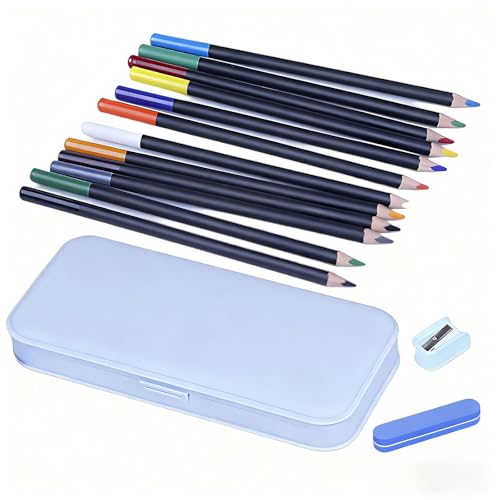Vestamore 12 Color Pottery Underglaze Pencil Set With Sharpener & Sponge, Ceramic Art Tools, Fired At 2156-2408 ℉, 7.1 In