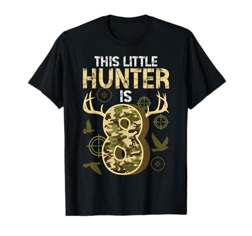 8th Hunting Birthday Party Eight Year Old Hunter Birthday T-Shirt