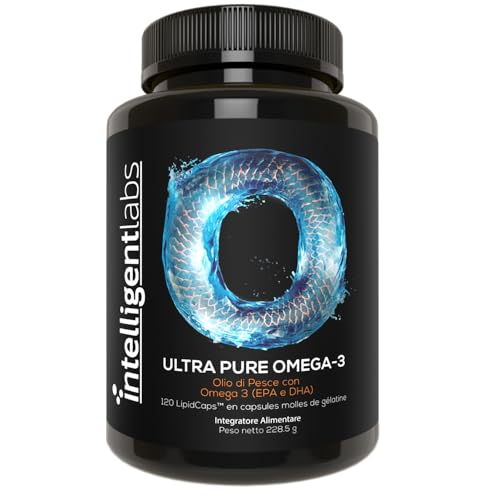 Olio di pesce omega-3 di Intelligent Labs | 2250 mg di trigliceridi ogni 3 softgel | 1224 mg EPA, 816 mg DHA, 210 mg di altri omega-3 | 120 softgel | Integratore con olio di pesce per uomini e donne