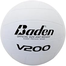 Baden V200 Rubber Volleyball | دائم للكرة الطائرة لجميع الأغراض | مثالي للعب الداخلي والخارجي | مناسب لجميع الأعمار | الحجم الرسمي 5 ، التصميم الأبيض الكلاسيكي
