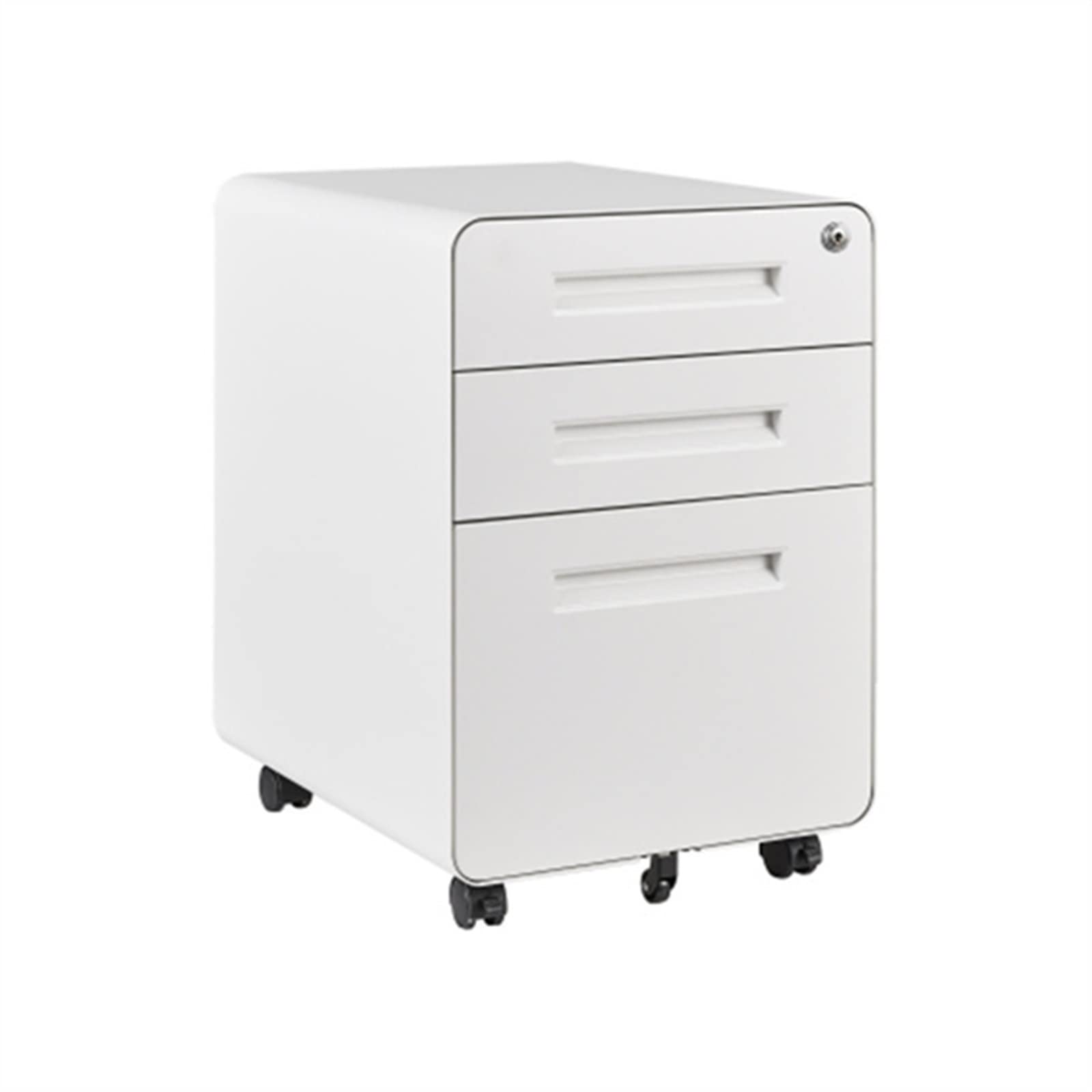 Archivador vertical de metal, 3 cajones con cerradura, diseño resistente a las puntas, almacenamiento seguro de documentos, ideal para soluciones de gestión de archivos y papel en la oficina en casa