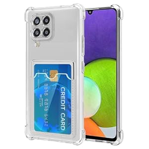 Tothedu Case for Galaxy A22 4G Cases/Galaxy M32 SM-A225F Clear Card Case, Slim Soft Transparent Wallet Cover with Card Holder Slot Phone Cover for Samsung Galaxy A22 Crystal Clear