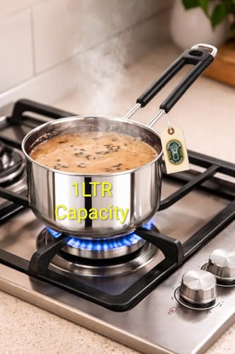 Image of NFC Stainless Steel Patila 1 Litre | Heavy Gauge Tea & Milk Pan /Patila | Heavy Duty | Induction & Gas Compatible | Best for Home & Kitchen | Daily Use Stainless Steel Sause Pan 1L