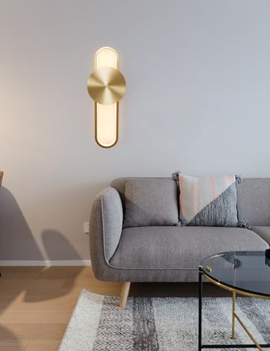 Image of Modern Dimmable Sconces Gold Wall Lights 2700K 10W Brass Wall Lamp Compatible with dimmer Control L 17in Wall Lights for Restaurant Living Room Bedside Vanity Wall Light (Brass)