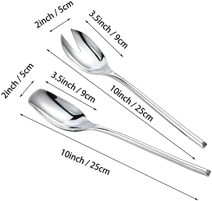 IMEEA 10inch Salad Servers Heavy Duty 18/10 Stainless Steel Salad Fork and Spoon Serving Set, Set of 2