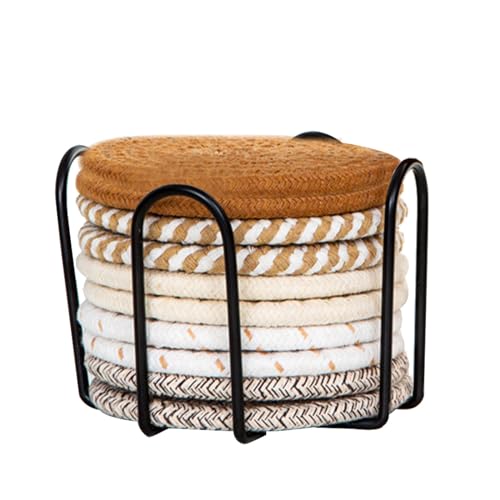 RoxNvm Set De 10 Posavasos Tejidos, Posavasos Antideslizantes,Coasters, Posa Vasos De Fieltro Lavables, Posavasos Originales Decoración De Mesa Apto para Bebidas,Café, Bar, Cocina y Oficina