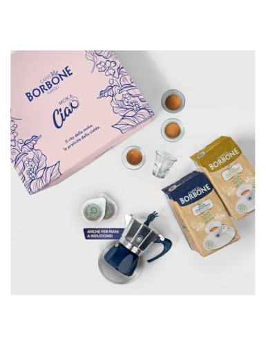 Generico MOKACIAO CAFFÈ BORBONE A CIALDE CON 15 CIALDE MISCELA ORO E 15 CIALDE MISCELA BLU (ANCHE PER FORNELLI AD INDUZIONE) E 4 BICCHIERI IN VETRO IN OMAGGIO