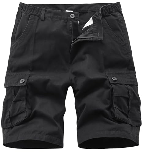 Vcansion Men's Casual Outdoor Loose Fit Multi-Pockets Cotton Twill Cargo Shorts Black US 40 by Vcansion - Used condition - US$17.66