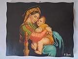 CAPEZZALE MADONNA SEGGIOLA DIPINTO A MANO SU TAVOLA SAGOMATA ANTICATA 40X50 CM ORIZZON