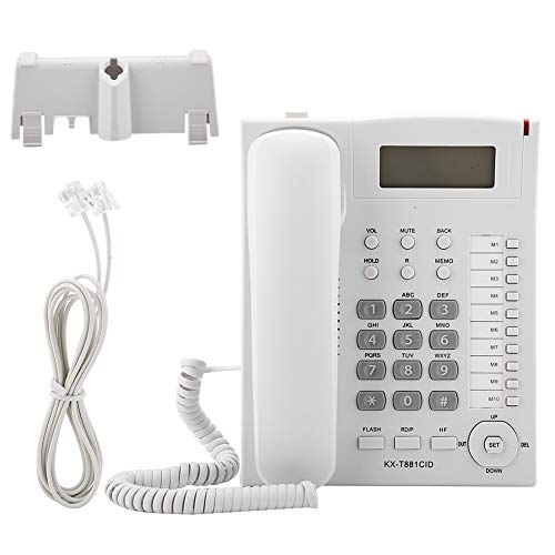 Landline Telephone Fixed Corded Phone with Caller ID LCD Display Speakerphone Flash Mute Handfree Function DTMF FSK for Home Office Hotel