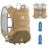 SKYSPER Laufweste für Damen Herren, 12L Laufrucksack Trinkweste Laufen mit 2 Trinkflaschen 500ml Running Vest für Joggen Marathon Trailrunning