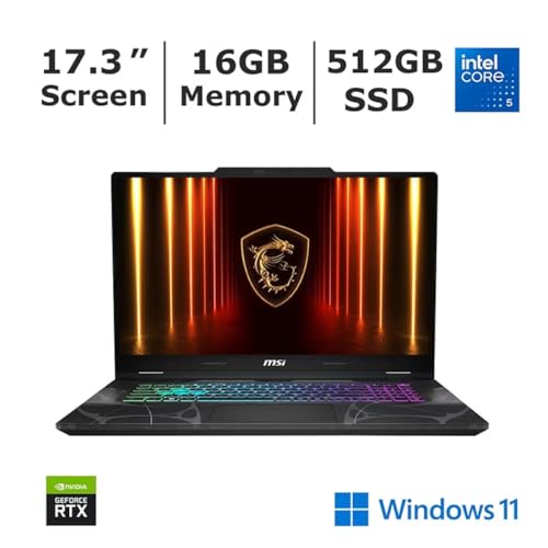 Image of msi Cyborg 17 17.3 inch FHD IPS-Level, 144Hz Gaming Laptop, Intel Core 5-210H Processor, 16GB RAM, 512GB SSD, NVIDIA RTX 5060 Graphics (8GB GDDR7), Wi-Fi 6E, BT 5.3 CYBORG17B2039