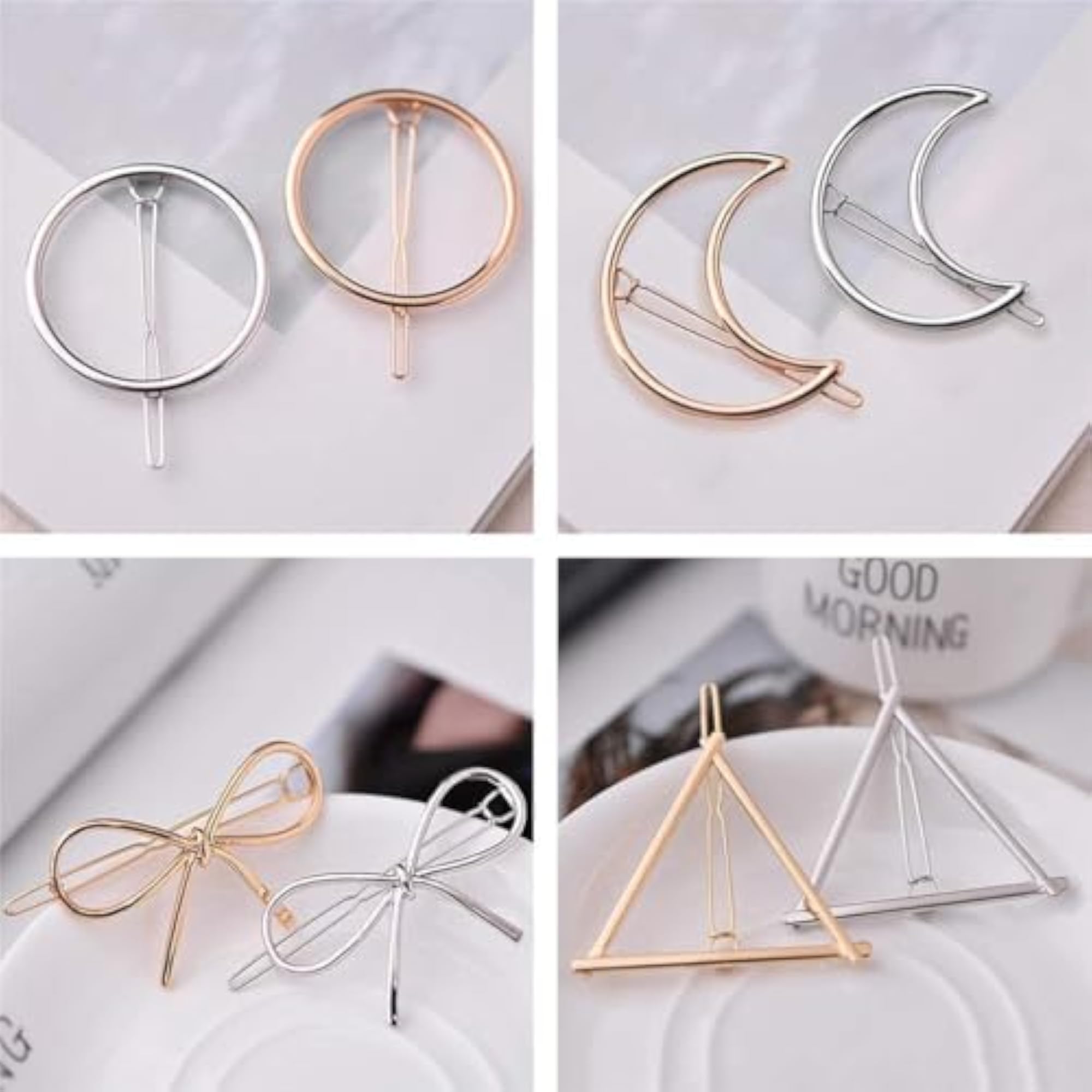 Stylish Metal Geometric Design Hair Clips Pack of 12