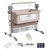 Aveainelle Berceau à bascule automatique 3 en 1 avec musique Bluetooth pour nouveau-né et bébé (BEIGE)