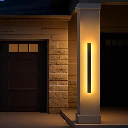 Outdoor Wall Light Exterior, 39 Inch Modern Outside Wall Sconce Lights, Black Waterproof Long Wall Warm Lighting Fixture, Anti Rust Led Linear Wall Light for House Porch Patio Garage