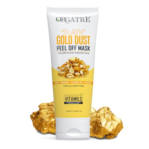 Image of Orgatre 24k Gold Dust Peel Off Mask | Glowing Skin & hydrating, Boosts Collagen and Restoring Skin Radiance | For All Skin Types | For Men & Women | 100ml