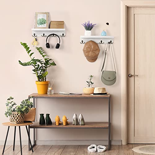 Vrisa Coat Hooks Shelves With 16 Hooks Coat Rack Wall Mounted Towel Rack Wood Hanging Storage For Entryway Bathroom Bedroom Living Room Shelf For Towel Key Set Of 2 #TOP3