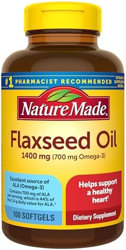 Nature Made Extra Strength Flaxseed Oil 1400 mg, Fish Free Omega ...