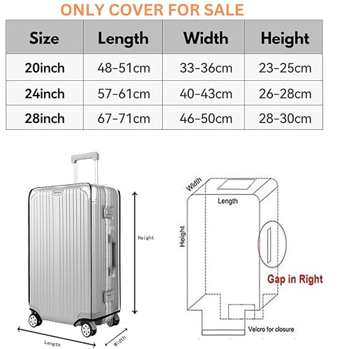 Image of Combo of 3 Trolley Bag Cover /Suitcase Bag Cover /Waterproof Dustproof Luggage Cover for Wheeled Luggage /Zippered Clear PVC Suitcase Covers Protectors (20 inch, 24 inch, 28 inch Combo of 3)