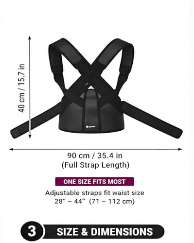 Image of ZEDAN Neoprene Posture Corrector Belt for Men & Women | Back & Shoulder Support | Spine Alignment & Body Posture Correction | Upper & Lower Back Pain Relief | Universal Size - Black