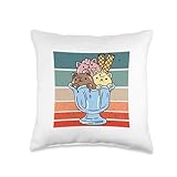 Fun Cat ice cream Dessert Ice cream bowl Chocolate Vanilla Throw Pillow