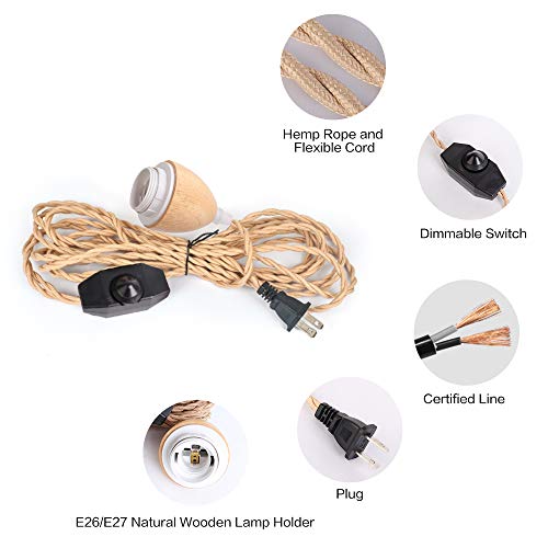 Pendant Light Cord - 32.8Ft Hanging Light Kit With Dimmable Switch Vintage Lamp Cord With Twisted Nylon Pendant Lights Socket E26 E27 For Pendant Lamp Farmhouse Lamp Cable Diy #TOP1